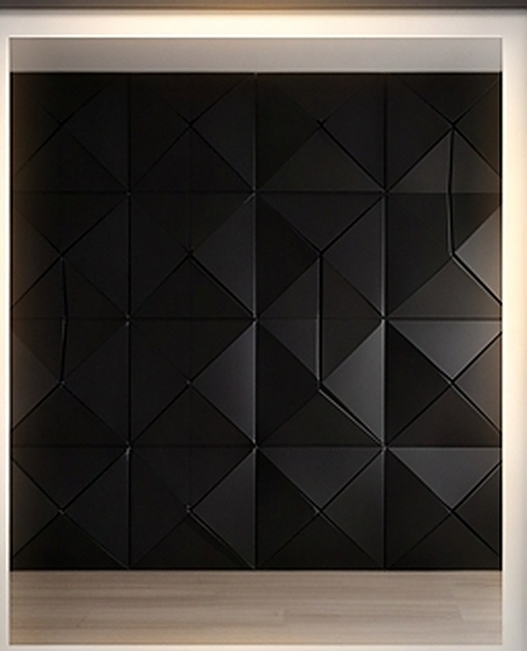 Geometric matte black feature wall