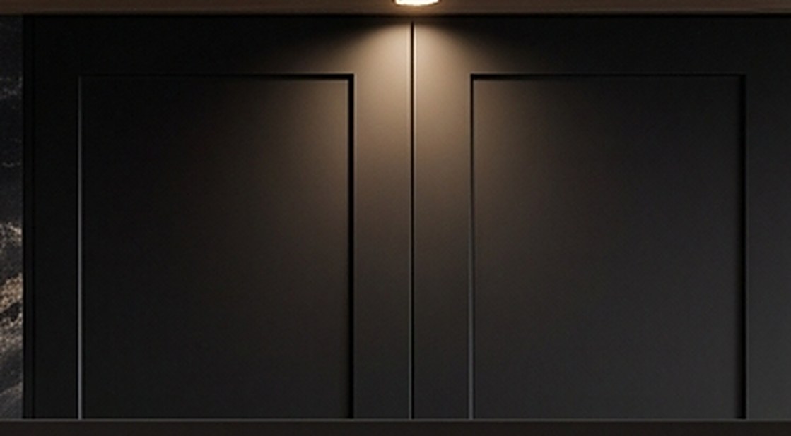 Matte black panel under spot light